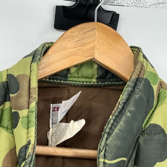 Vintage 80s Camo Vest Zerowear by Hyman Quilted Green Zip Insulated Mens Large - Picture 8 of 8
